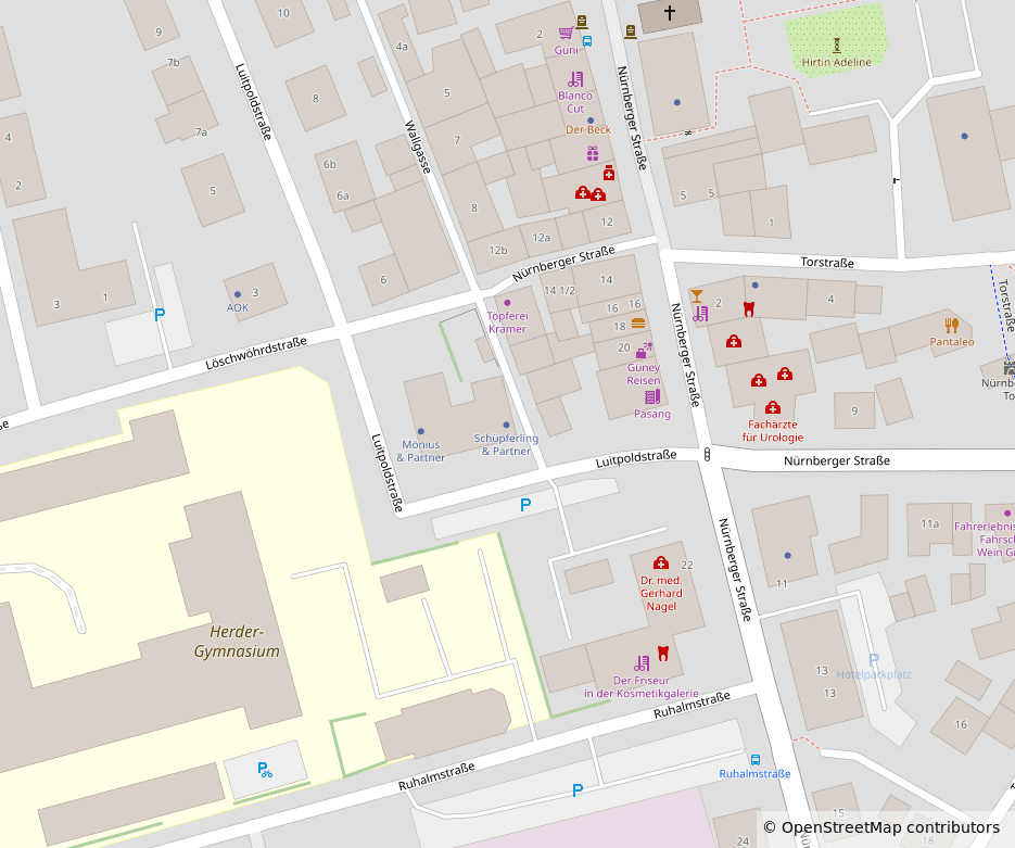 Karte mit dem Standort der Kanzlei Schüpferling & Partner in der Luitpoldstraße 2, 91301 Forchheim